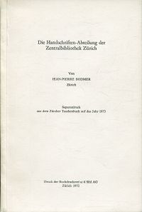 Bodmer, Die Handschriften-Abteilung der Zentralbibliothek Zürich. (Umschlag)