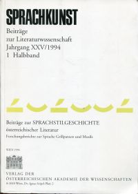 Sprachkunst. Beiträge zur Literaturwissenschaft, Jahrgang 25 (1994), 1. Halbband (Umschlag)
