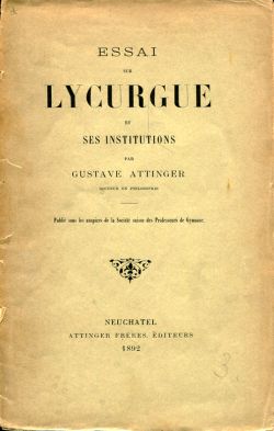 Attinger, Essai sur Lycurgue et ses Insitutions. (Einband)