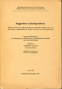Boner, Suggestion et jurisprudence. (Umschlag)