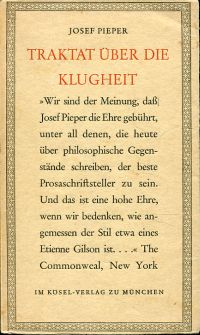 Pieper, Traktat über die Klugheit. (Umschlag)