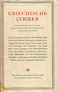 Rüdiger, Griechische Lyriker. (Umschlag)