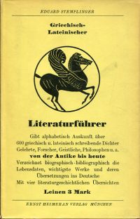 Stemplinger, Griechisch-lateinischer Literaturführer von Homer bis auf unsere Ze (Umschlag)