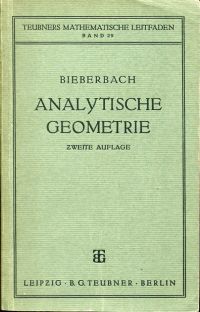 Bieberbach, Analytische Geometrie. (Umschlag)