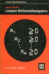 Jaeger, Lineare Wirtschaftsalgebra. (Umschlag)