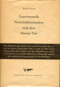 Stern, Experimentelle Persönlichkeitsanalyse nach dem Murray-Test (TAT). (Umschlag)