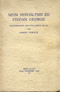 Verwey, Mein Verhältnis zu Stefan George. (Umschlag)