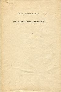 Kommerell, Dichterisches Tagebuch. Oden und Legende. (Umschlag)