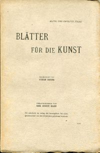 George, Blätter für die Kunst, elfte und zwölfte Folge. (Umschlag)