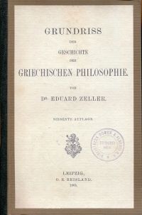 Zeller, Grundriß der Geschichte der griechischen Philosophie. (Umschlag)