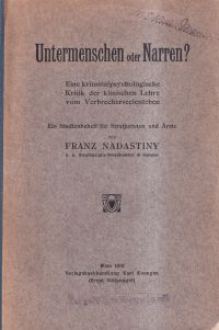 Nadastiny, Untermenschen oder Narren? (Umschlag)
