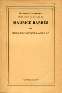 Lalonde, Les Origines, la formation et les annés de jeunesse de Maurice Barrès. (Umschlag)
