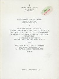 Kunsthalle Bern: 3 mises en scène de Sarkis. (Umschlag)