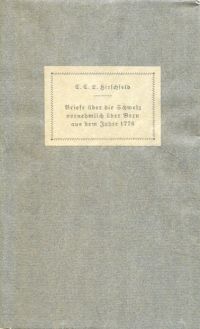 Hirschfeld, Briefe über die Schweiz, vornehmlich über Bern, aus dem Jahre 1776. (Umschlag)