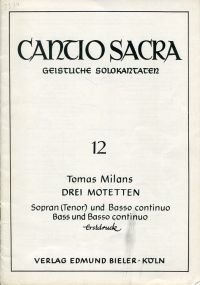 Milans i Godayol, Drei Motetten. (Umschlag)