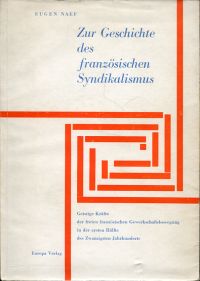 Naef, Zur Geschichte des französischen Syndikalismus. (Umschlag)