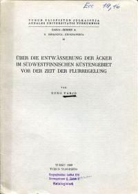 Varjo, Über die Entwässerung der Äcker im südwestfinnischen Küstengebiet vor der (Umschlag)