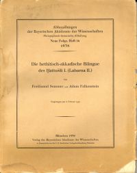Sommer, Die hethitisch-akkadische Bilingue des Hatrusili I. (Labarna II.). (Umschlag)