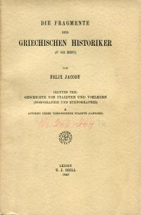 Jacoby, Die Fragmente der griechischen Historiker. (Umschlag)