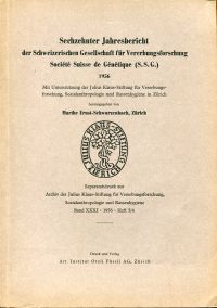 Ernst, Sechzehnter Jahresbericht der Schweizerischen Gesellschaft für Vererbungs (Umschlag)