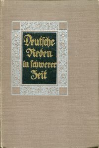 Deutsche Reden in schwerer Zeit. (Umschlag)