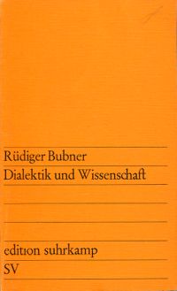 Bubner, Dialektik und Wissenschaft. (Umschlag)