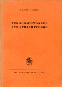 Sommer, Von Sprachwandel und Sprachpflege. (Umschlag)
