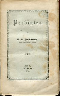 Zimmermann, Predigten. 3. Sammlung. (Umschlag)