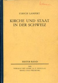 Lampert, Kirche und Staat in der Schweiz. (Umschlag)