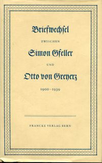 Heimann, Briefwechsel zwischen Simon Gfeller und Otto von Greyerz. (Umschlag)