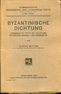 Soyter, Byzantinische Dichtung. (Umschlag)
