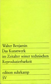Benjamin, Das Kunstwerk im Zeitalter seiner technischen Reproduzierbarkeit. (Umschlag)
