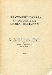 Spreng, L'irrationnel dans la philosophie de Nicolai Hartmann. (Umschlag)
