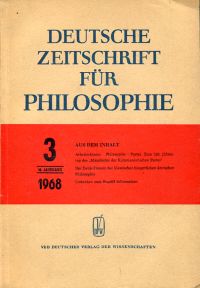 Deutsche Zeitschrift für Philosophie, 16. Jahrgang, Heft 3 (1968). (Umschlag)