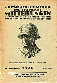 Militärwissenschafltiche und technische Mitteilungenm 57. Jahrgang, 1926, Nov.-D (Umschlag)