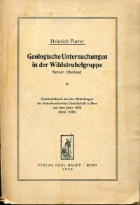 Furrer, Geologische Untersuchungen in der Wildstrubelgruppe. (Umschlag)