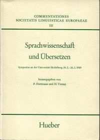 Hartmann, Sprachwissenschaft und Übersetzen. (Umschlag)