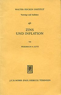 Lutz, Zins und Inflation. (Umschlag)