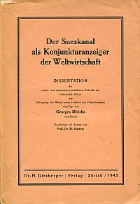 Mehrlin, Der Suezkanal als Konjunkturanzeiger der Weltwirtschaft. (Umschlag)