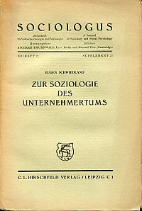Schwiedland, Zur Soziologie des Unternehmertums. (Umschlag)