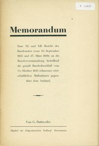 Duttweiler, Memorandum. (Umschlag)