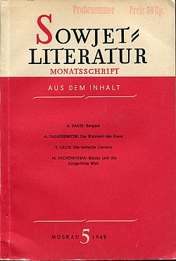 Sowjet-Literatur. Monatsschrift, Heft 5 (1949) (Umschlag)
