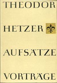 Hetzer, Aufsätze und Vorträge. (Umschlag)