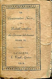 Le Conservateur Suisse, ou recueil complet des Etrennes Helvétiennes, Tome VI. (Umschlag)