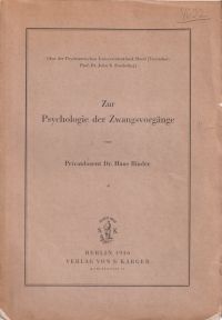 Binder, Zur Psychologie der Zwangsvorgänge. (Umschlag)