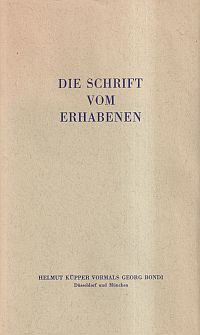 Longinus: Die Schrift vom Erhabenen. (Umschlag)