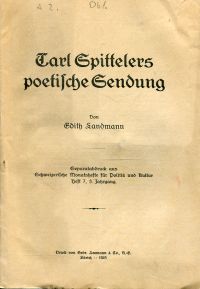 Landmann, Carl Spittelers poetische Sendung. (Umschlag)