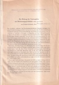 Michaelis, Der Beitrag der Septuaginta zur Bedeutungsgeschichte von Profotokos. (Umschlag)